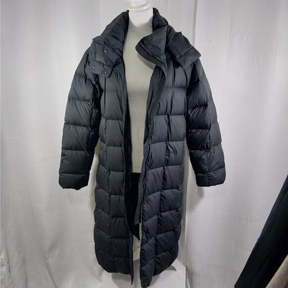 LANDS' END! STUNNING DOWN FILLED BLACK PUFFY STYLE HOODIE COAT, JACKET! SZ L - Picture 6 of 15